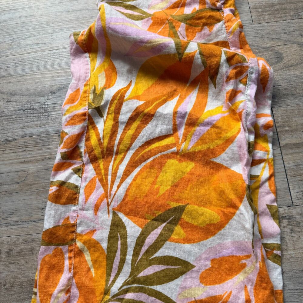 C&C California Pant Wide Leg 100% Linen Tropical Print Small Summer Flowy Boho - Picture 4 of 11